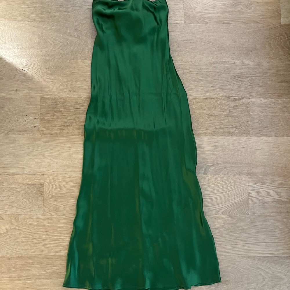 Reformation Strapless Emerald Dress